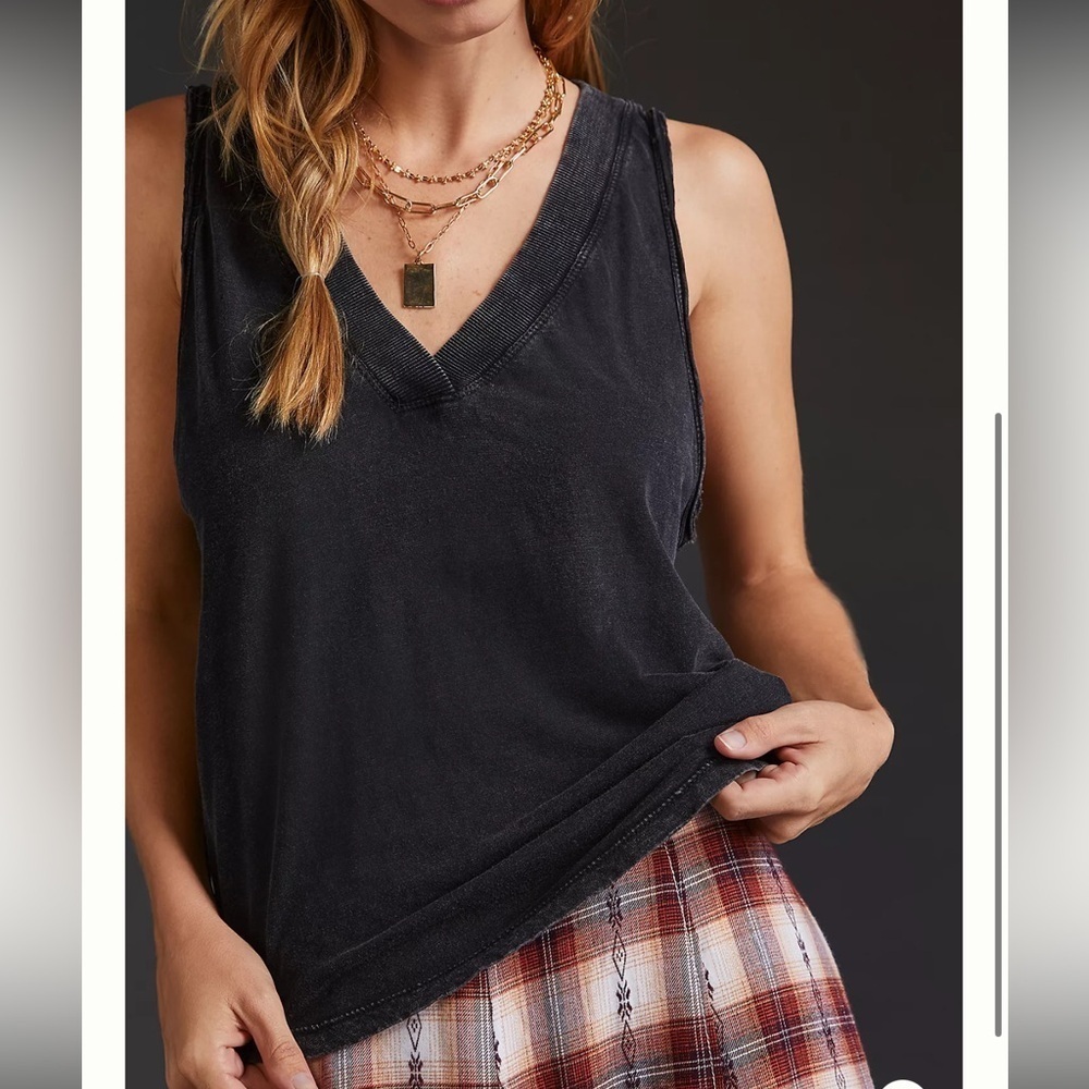 Daily Practice by Anthropologie V Neck Cotton Breathable Tank‎ Top Sz XS